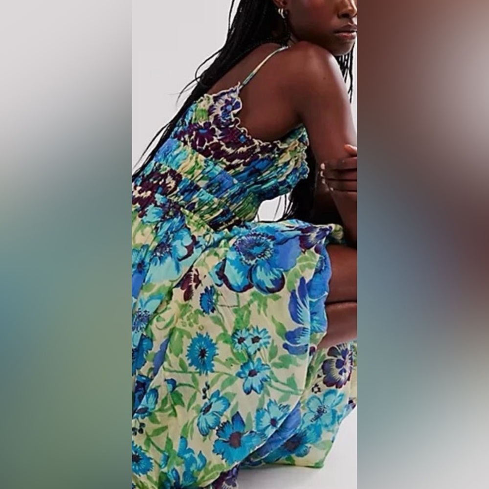 Free People Floral Maxi Dress - Blue and Green